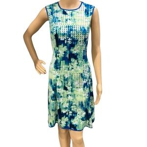Marc New York Activewear Marble Print Laser/Cut/Circle  Zip/Back Dress Sz S